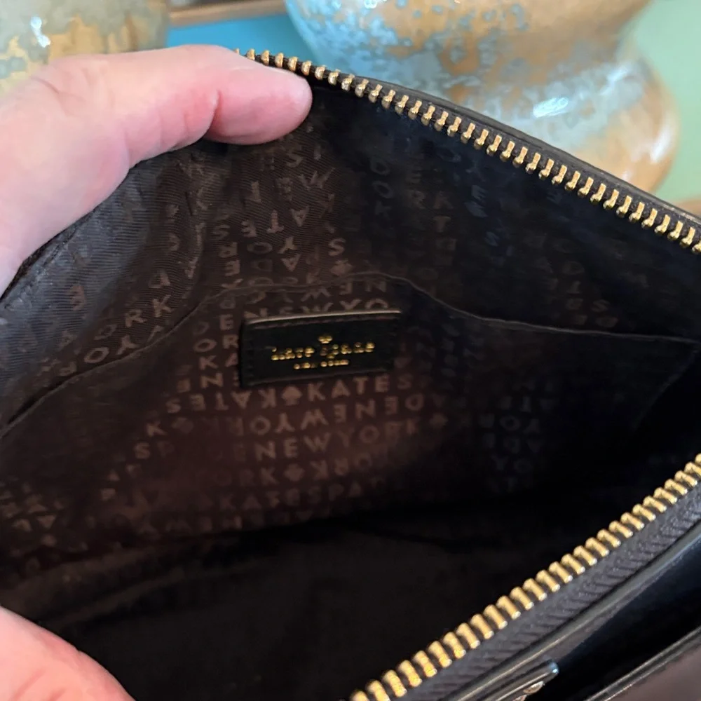 kate spade Black Pebbled Leather Crossbody with Gold Logo Plate - Picture 5 of 7